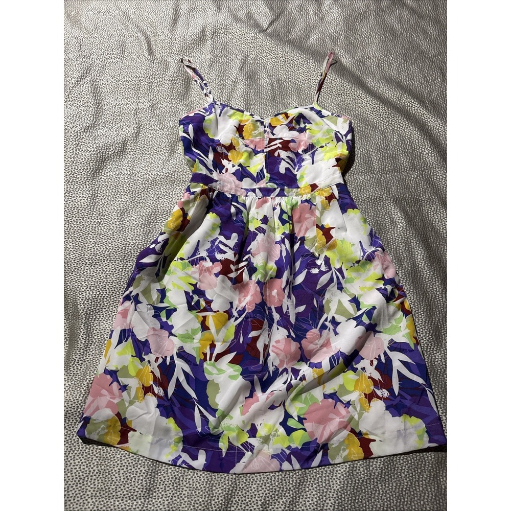 J. Crew Factory Dress Women's Purple Floral Spaghetti Strap Size 0 Pockets